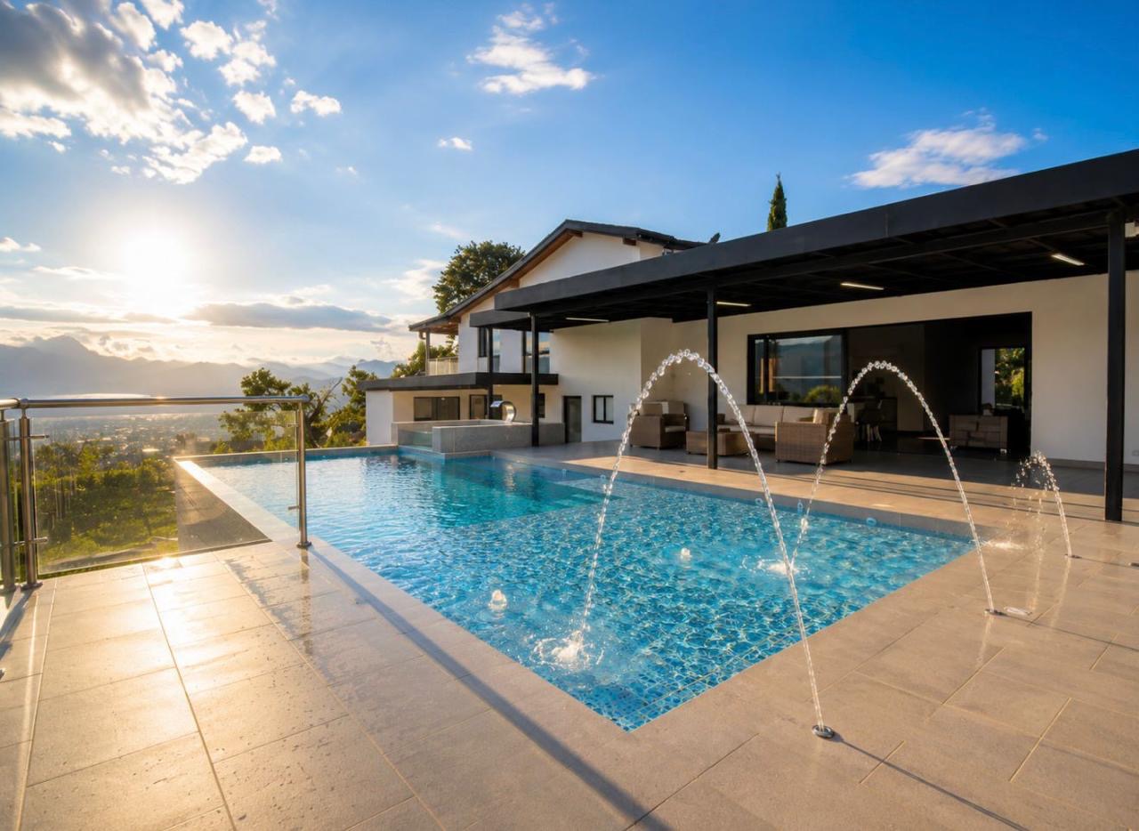 Piscina con juegos de agua